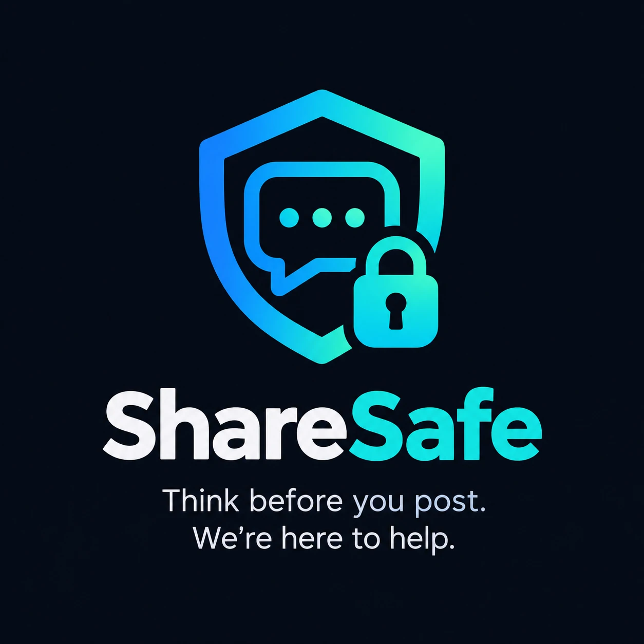 ShareSafe shield logo with a chat bubble and padlock